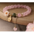 Pink Crystal Hand String Hotan Jade Beads